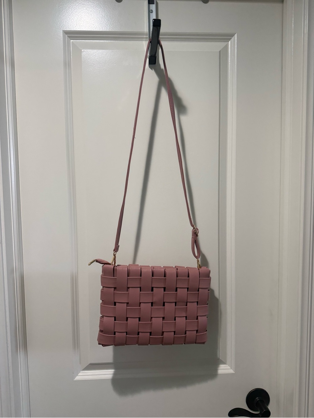 Anthropologie Woven Crossbody Bag & convertible Clutch - Pink
